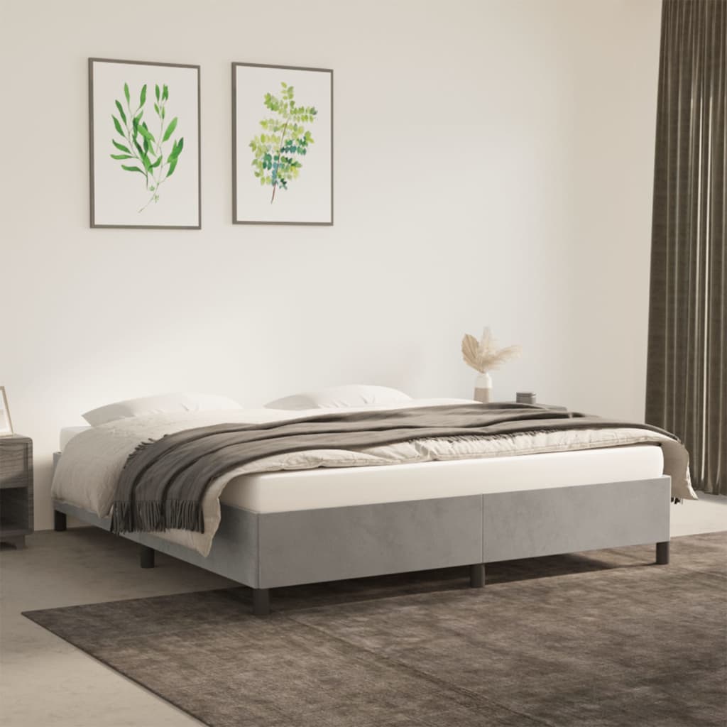 Bedframe zonder matras 180x200 cm fluweel lichtgrijs is nu te koop bij PeponiXL, paradijselijk wonen!