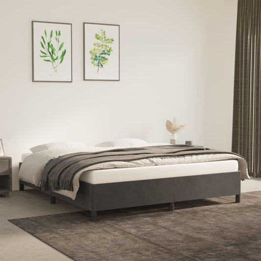 Bedframe zonder matras 180x200 cm fluweel donkergrijs is nu te koop bij PeponiXL, paradijselijk wonen!