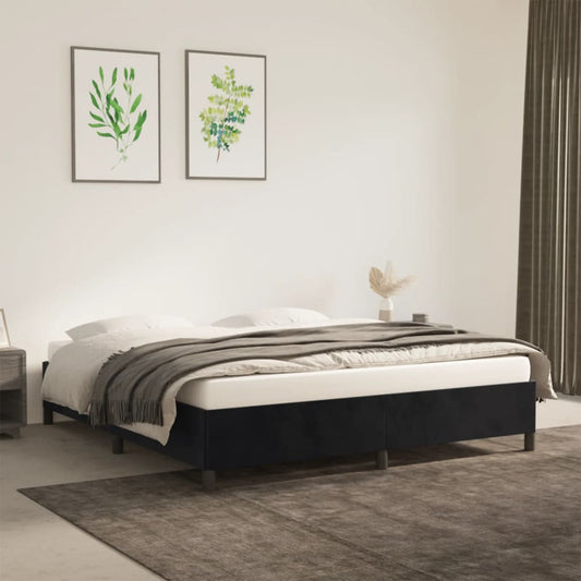 Bedframe zonder matras 180x200 cm fluweel zwart is nu te koop bij PeponiXL, paradijselijk wonen!