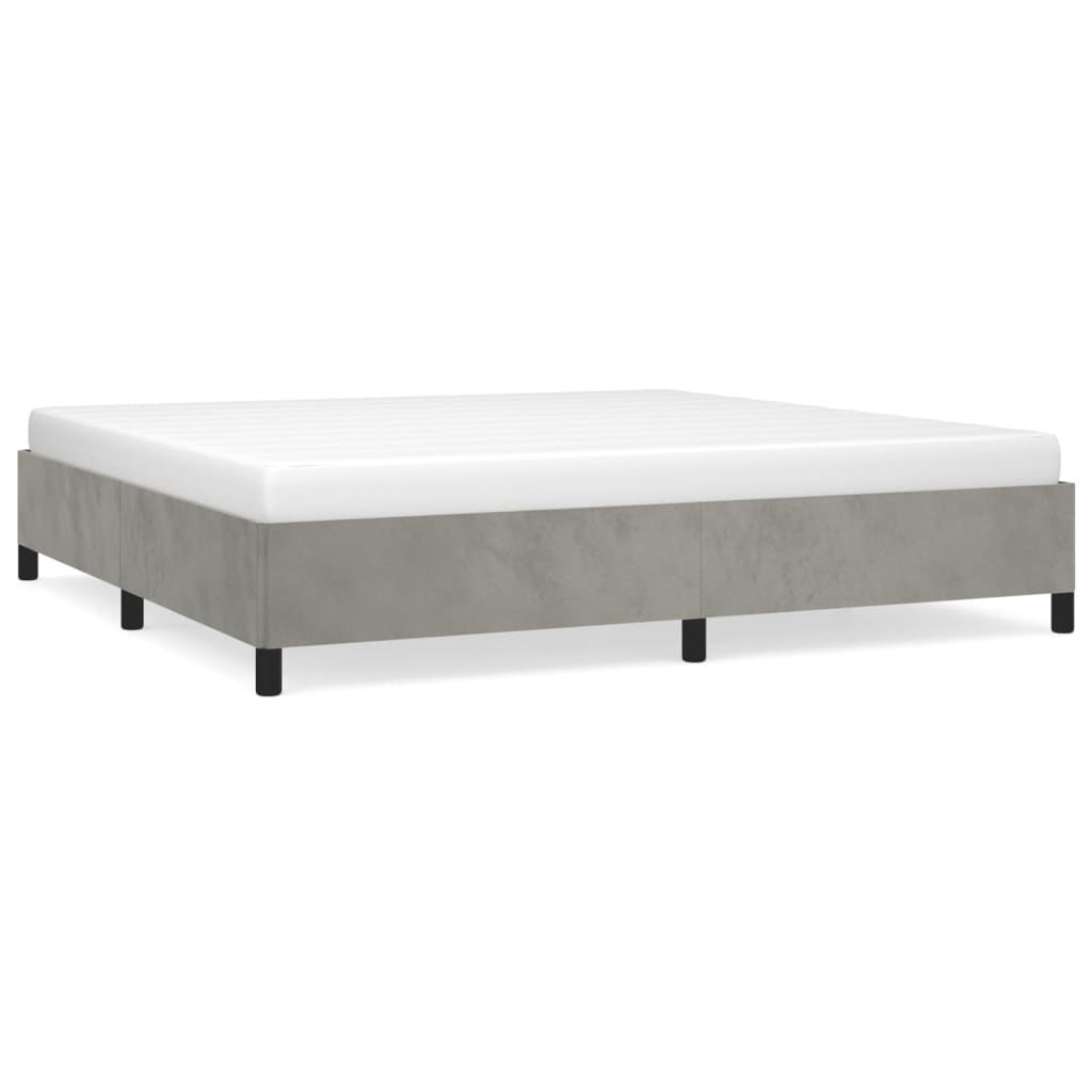 Bedframe zonder matras 200x200 cm fluweel lichtgrijs is nu te koop bij PeponiXL, paradijselijk wonen!