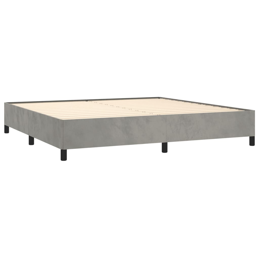 Bedframe zonder matras 200x200 cm fluweel lichtgrijs is nu te koop bij PeponiXL, paradijselijk wonen!