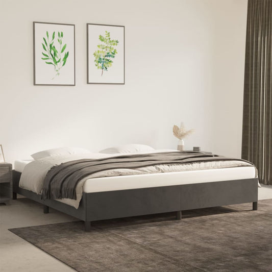Bedframe zonder matras 200x200 cm fluweel donkergrijs is nu te koop bij PeponiXL, paradijselijk wonen!