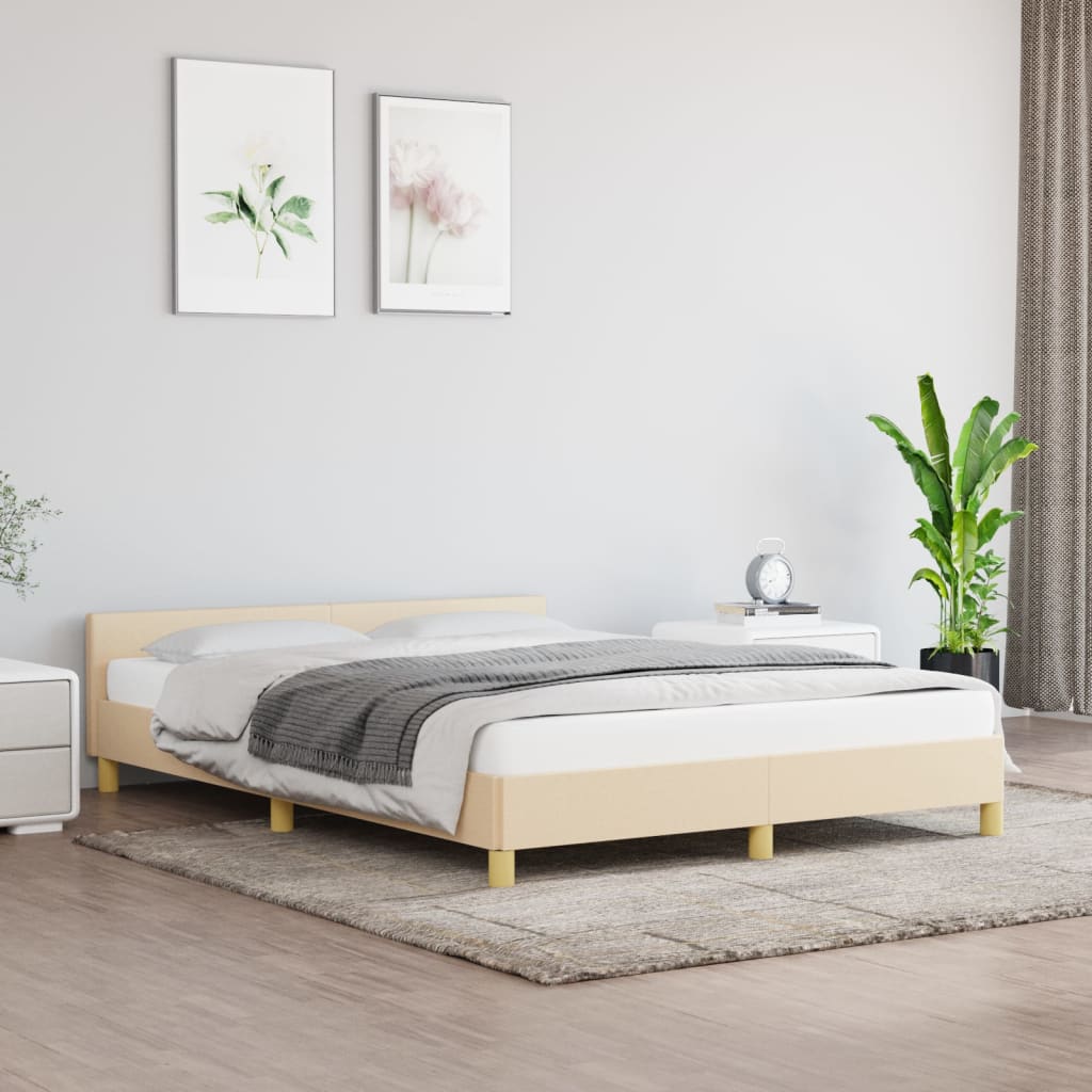 Bedframe zonder matras stof crèmekleurig 140x190 cm is nu te koop bij PeponiXL, paradijselijk wonen!