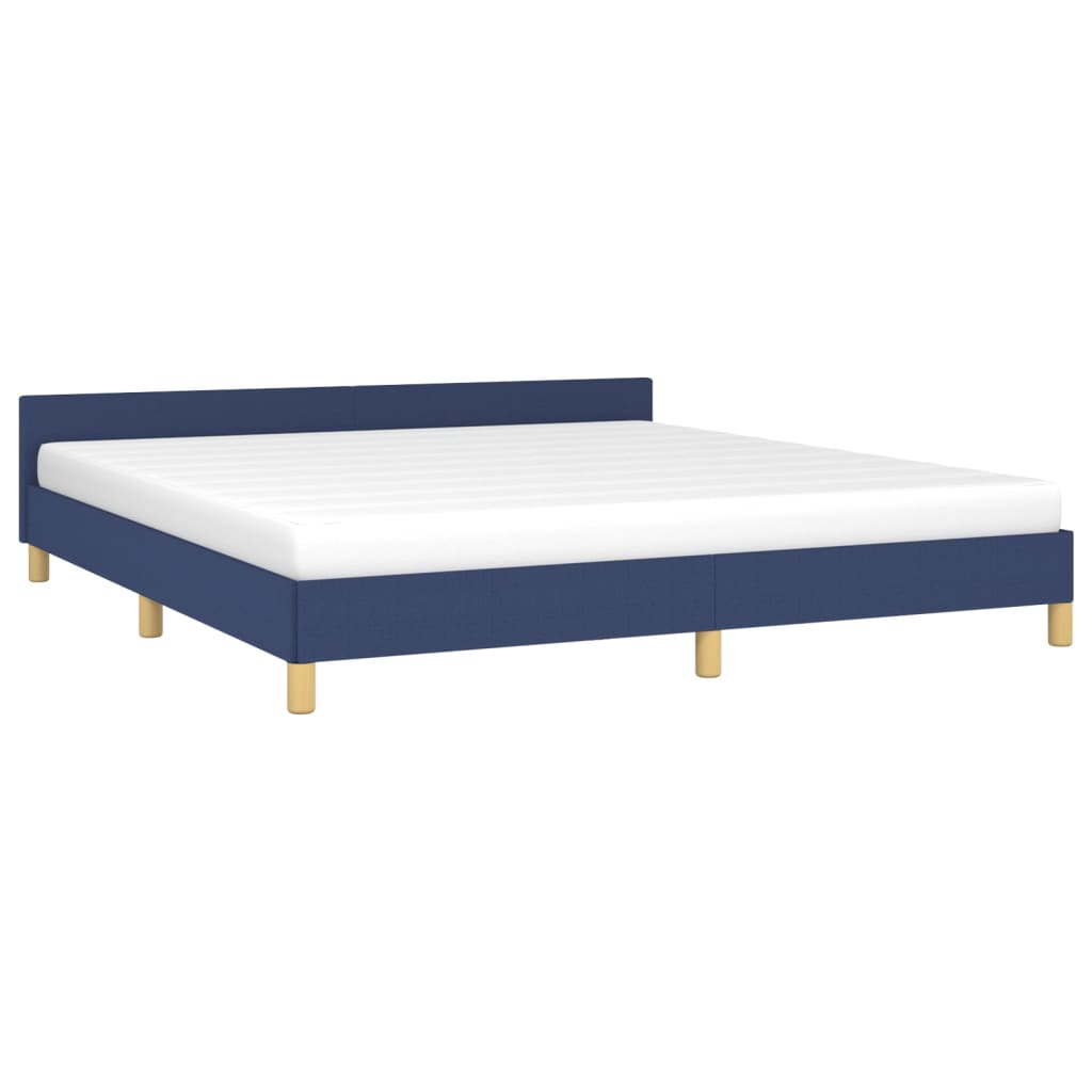 Bedframe met hoofdeinde zonder matras 160x200 cm stof blauw is nu te koop bij PeponiXL, paradijselijk wonen!