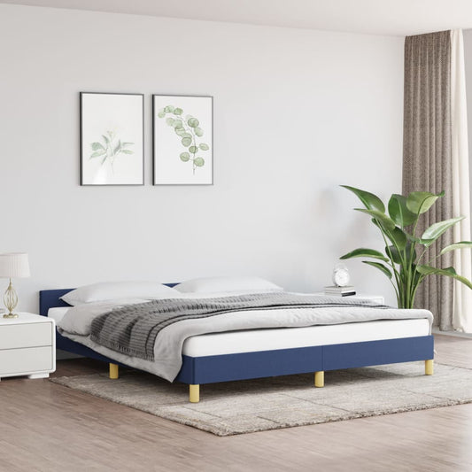 Bedframe met hoofdeinde zonder matras 160x200 cm stof blauw is nu te koop bij PeponiXL, paradijselijk wonen!