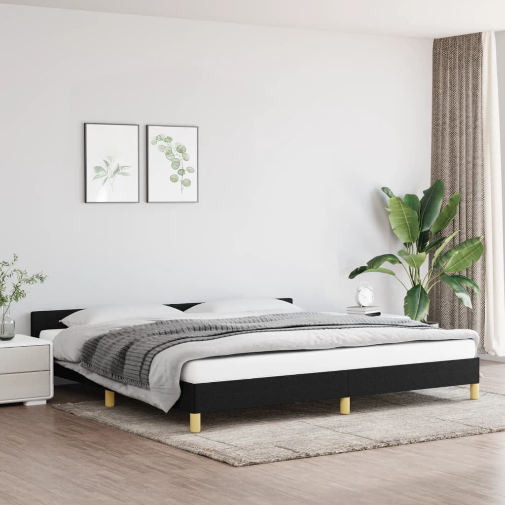 Bedframe zonder matras stof zwart 200x200 cm is nu te koop bij PeponiXL, paradijselijk wonen!