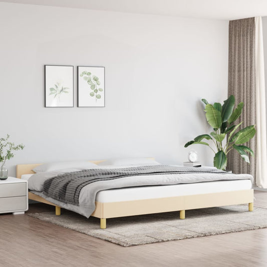 Bedframe zonder matras stof crèmekleurig 200x200 cm is nu te koop bij PeponiXL, paradijselijk wonen!
