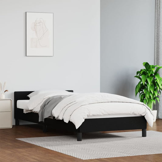 Bedframe met hoofdeinde zonder matras 80x200 cm zwart is nu te koop bij PeponiXL, paradijselijk wonen!