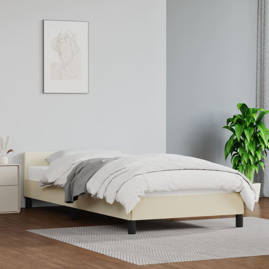 Bedframe met hoofdeinde zonder matras 80x200 cm crèmekleurig is nu te koop bij PeponiXL, paradijselijk wonen!