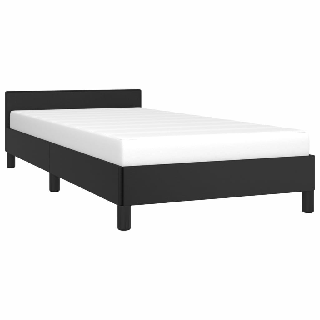 Bedframe met hoofdeinde zonder matras 90x200 cm zwart is nu te koop bij PeponiXL, paradijselijk wonen!