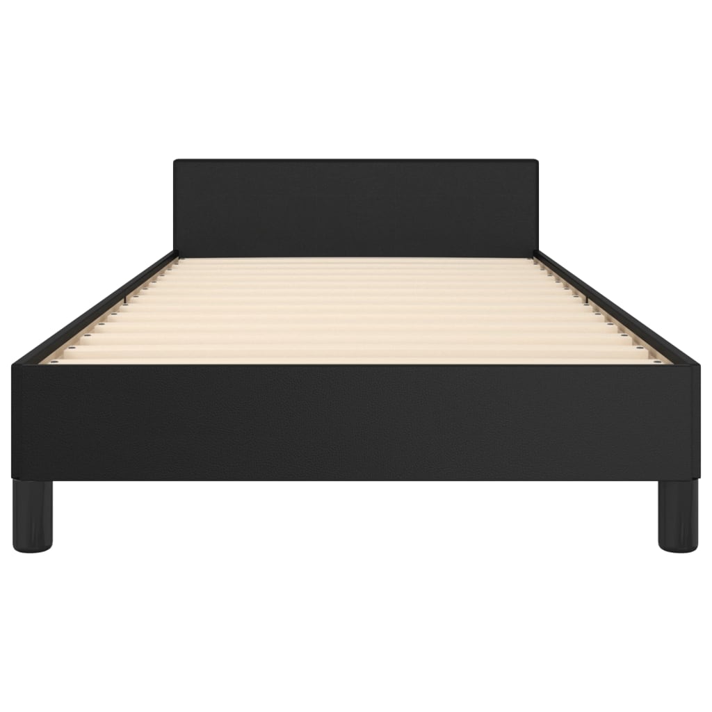 Bedframe met hoofdeinde zonder matras 90x200 cm zwart is nu te koop bij PeponiXL, paradijselijk wonen!
