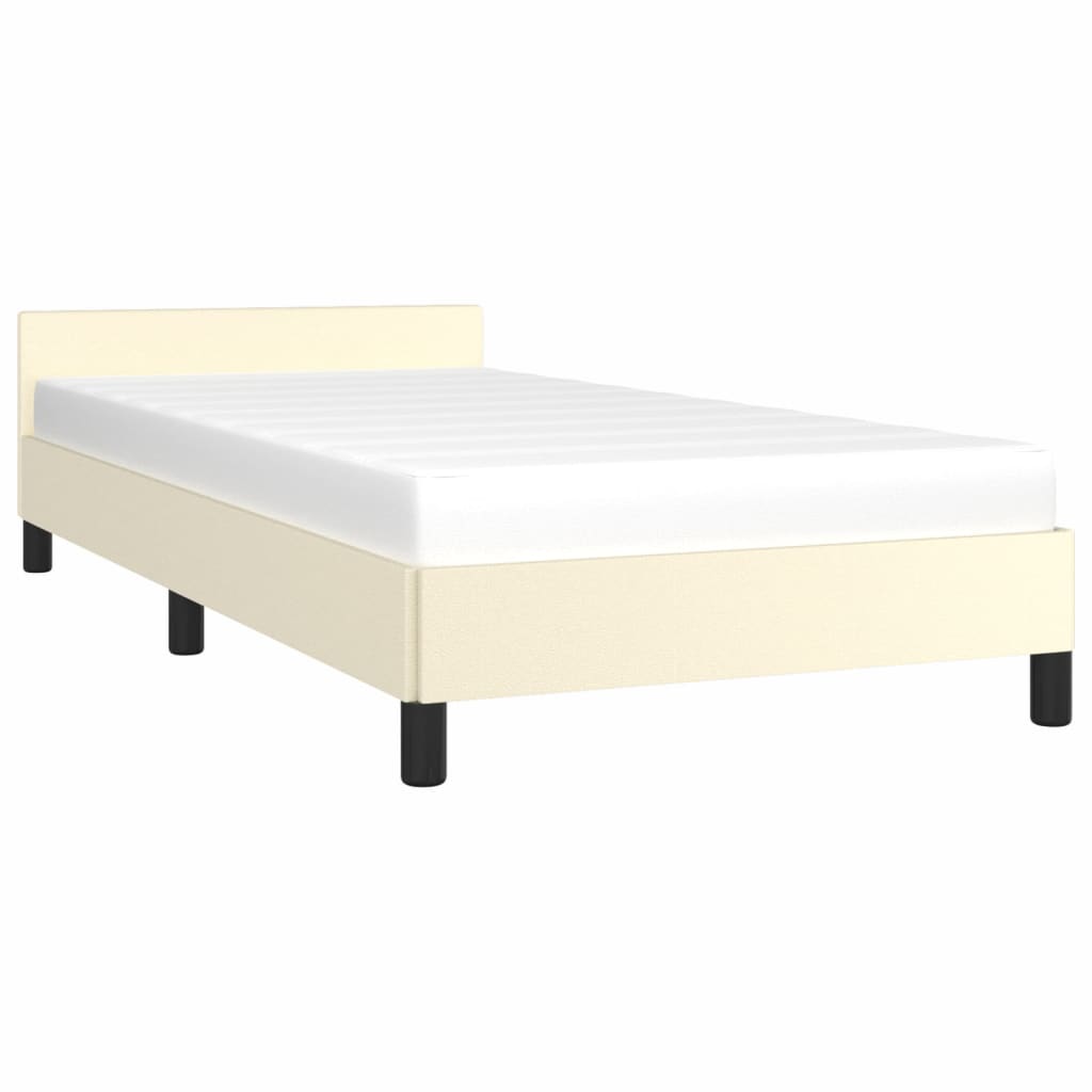 Bedframe met hoofdeinde zonder matras 90x200 cm crèmekleurig is nu te koop bij PeponiXL, paradijselijk wonen!