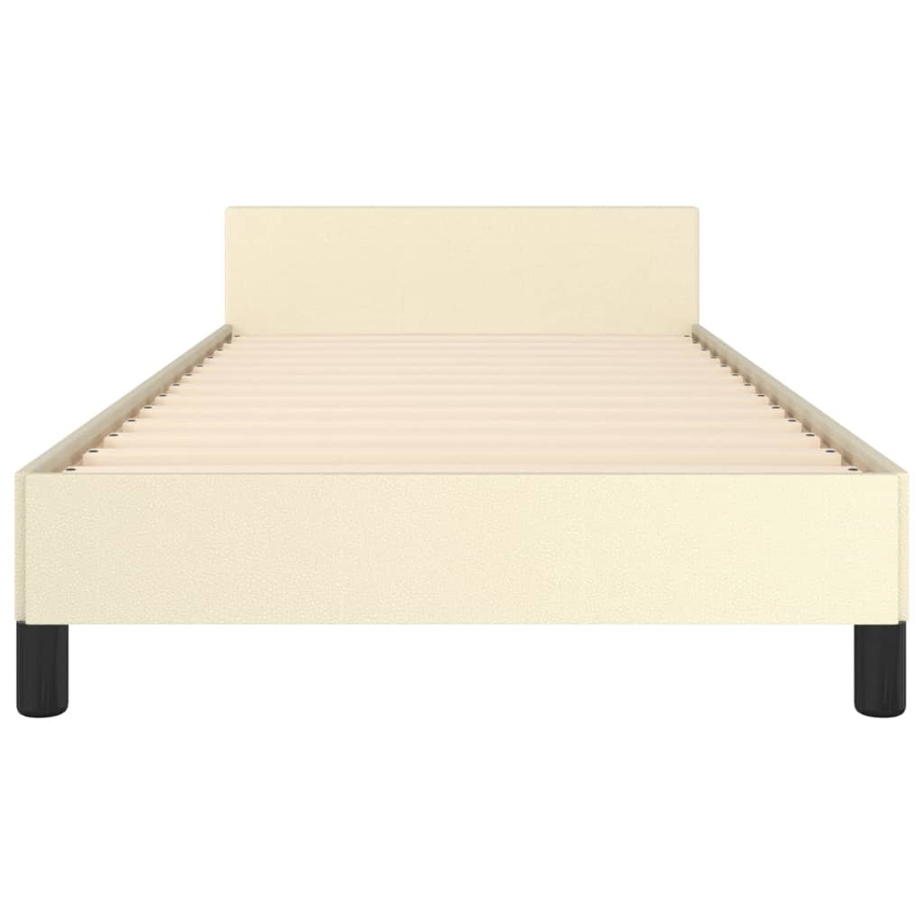 Bedframe met hoofdeinde zonder matras 90x200 cm crèmekleurig is nu te koop bij PeponiXL, paradijselijk wonen!