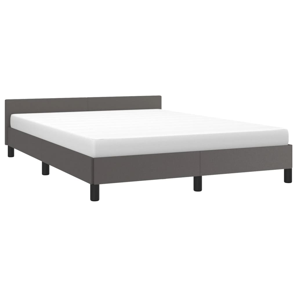 Bedframe met hoofdeinde zonder matras 140x190 cm grijs is nu te koop bij PeponiXL, paradijselijk wonen!