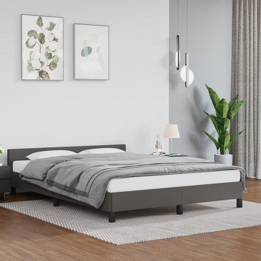 Bedframe met hoofdeinde zonder matras 140x190 cm grijs is nu te koop bij PeponiXL, paradijselijk wonen!