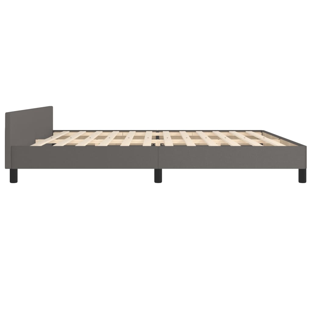 Bedframe met hoofdeinde zonder matras 200x200 cm grijs is nu te koop bij PeponiXL, paradijselijk wonen!