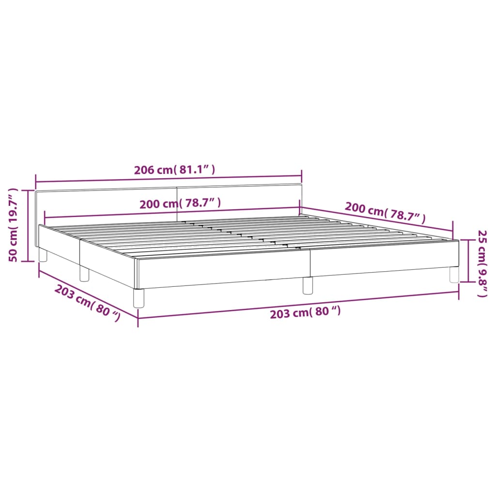 Bedframe met hoofdeinde zonder matras 200x200 cm grijs is nu te koop bij PeponiXL, paradijselijk wonen!