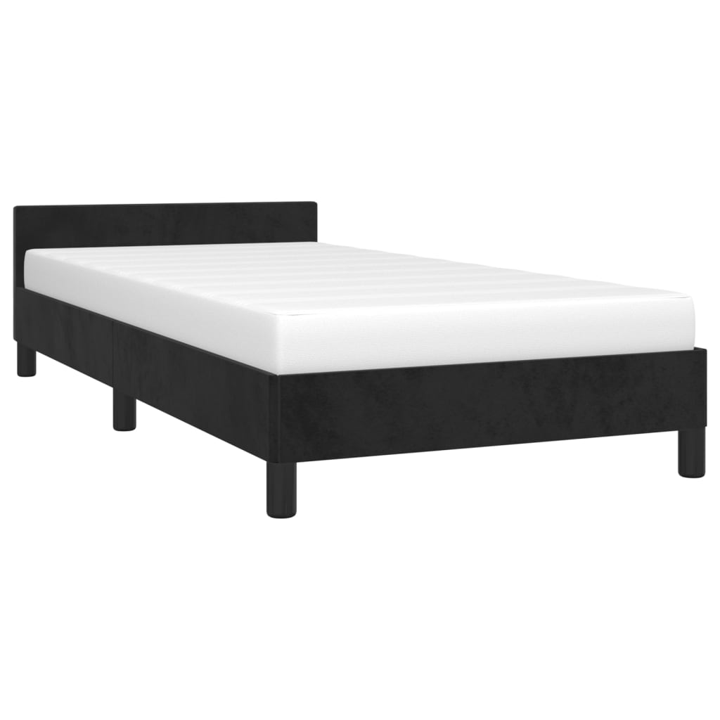 Bedframe met hoofdeinde zonder matras 80x200 cm fluweel zwart is nu te koop bij PeponiXL, paradijselijk wonen!