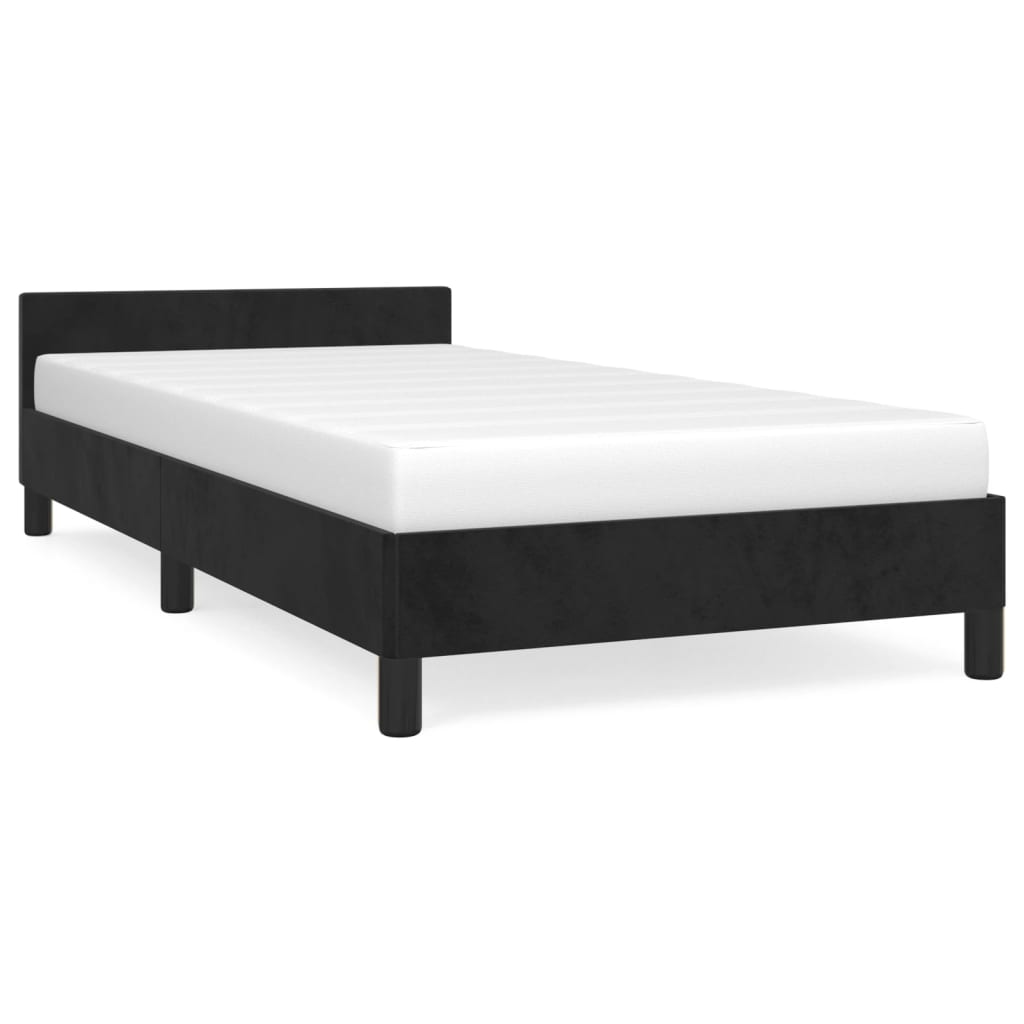 Bedframe met hoofdeinde zonder matras 90x190 cm fluweel zwart is nu te koop bij PeponiXL, paradijselijk wonen!