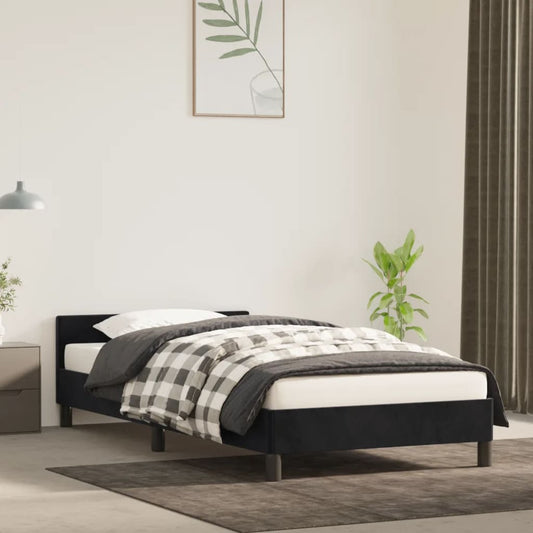Bedframe zonder matras 100x200 cm fluweel zwart is nu te koop bij PeponiXL, paradijselijk wonen!