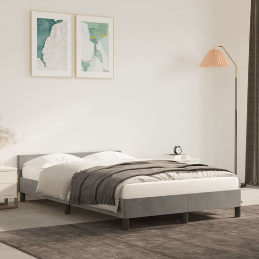 Bedframe zonder matras 120x200 cm fluweel lichtgrijs is nu te koop bij PeponiXL, paradijselijk wonen!
