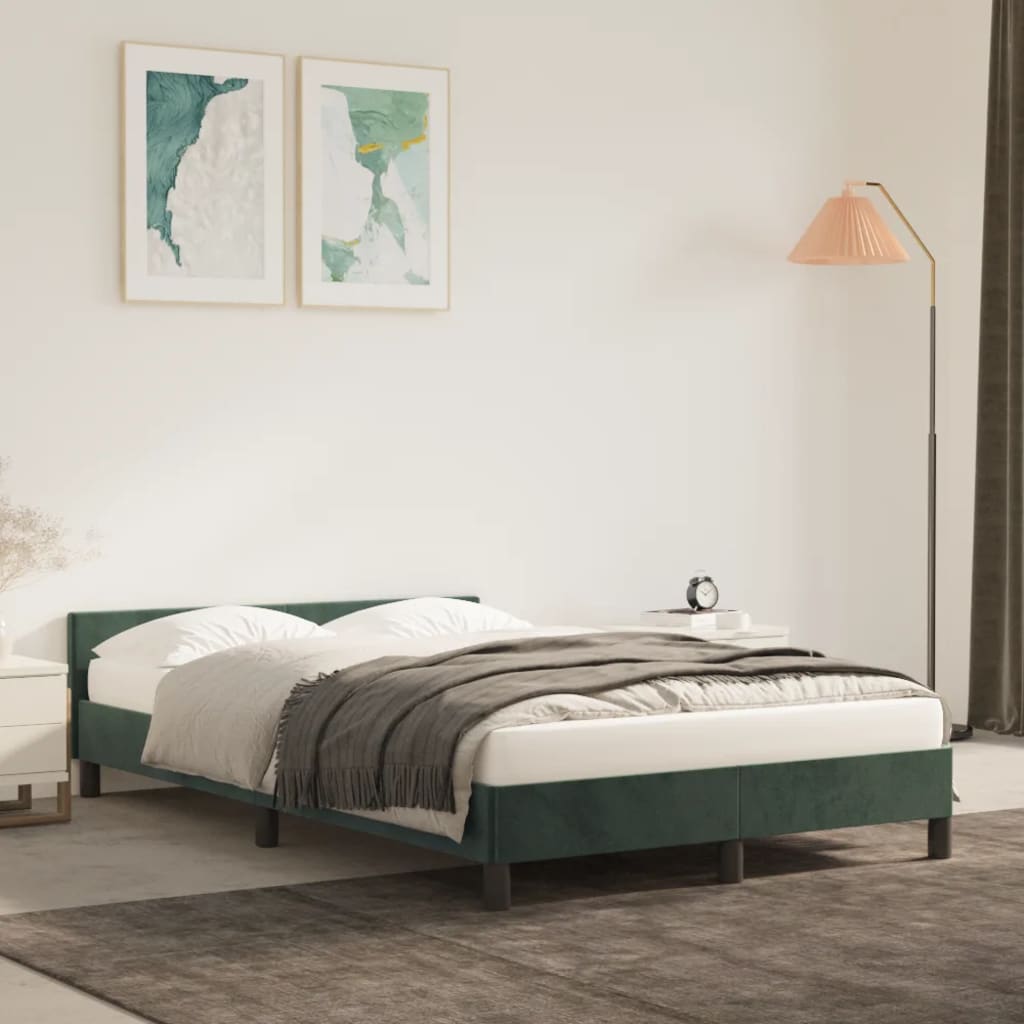 Bedframe zonder matras 120x200 cm fluweel donkergroen is nu te koop bij PeponiXL, paradijselijk wonen!