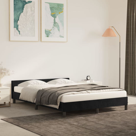 Bedframe zonder matras 140x190 cm fluweel zwart is nu te koop bij PeponiXL, paradijselijk wonen!