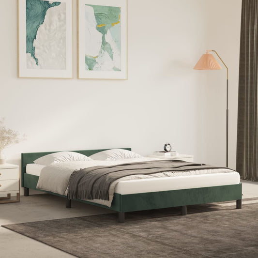 Bedframe zonder matras 140x190 cm fluweel donkergroen is nu te koop bij PeponiXL, paradijselijk wonen!