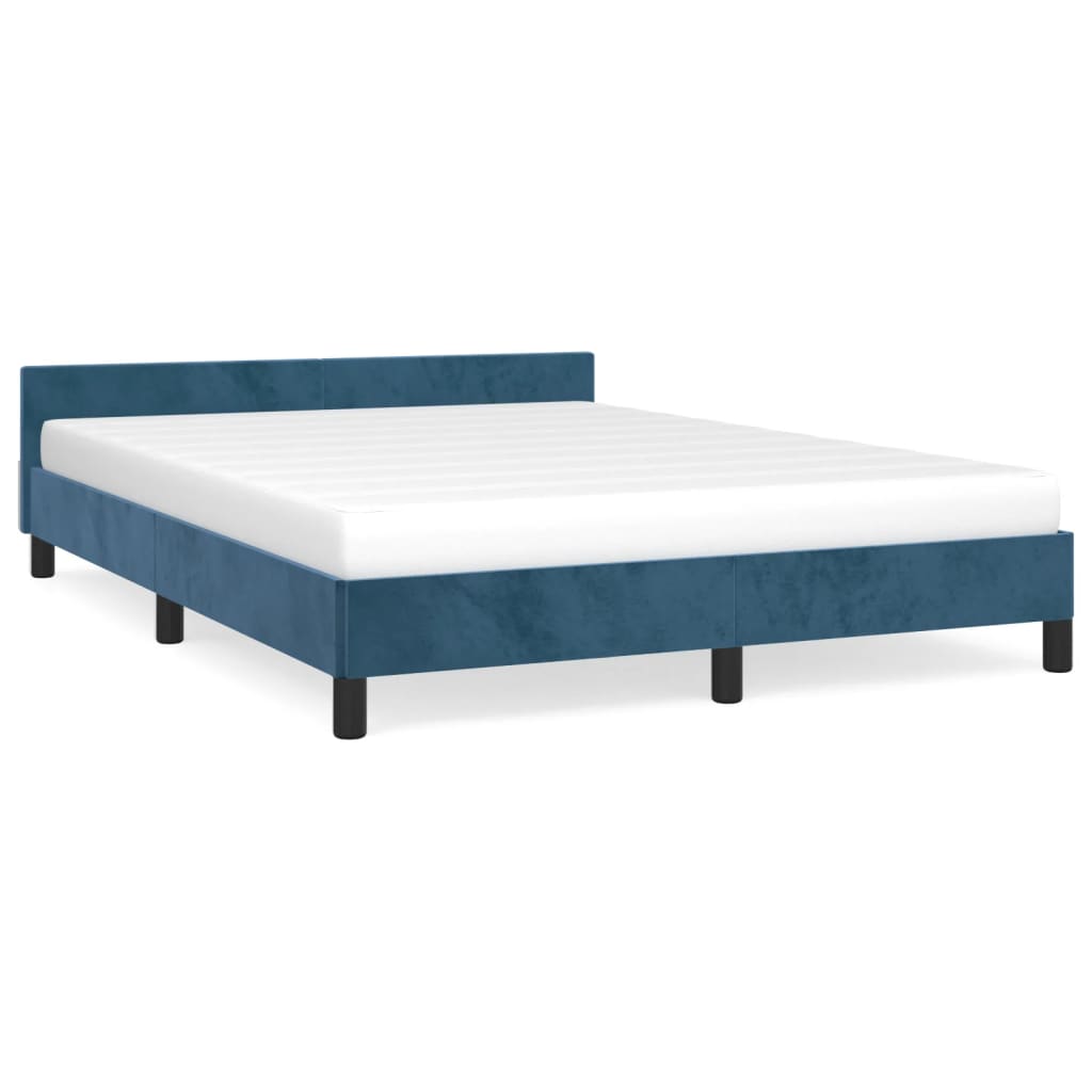 Bedframe zonder matras 140x190 cm fluweel donkerblauw is nu te koop bij PeponiXL, paradijselijk wonen!