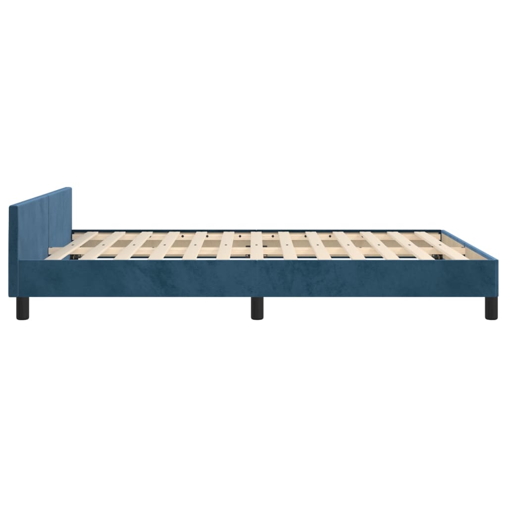 Bedframe zonder matras 140x190 cm fluweel donkerblauw is nu te koop bij PeponiXL, paradijselijk wonen!