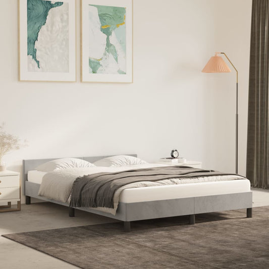 Bedframe zonder matras 140x200 cm fluweel lichtgrijs is nu te koop bij PeponiXL, paradijselijk wonen!