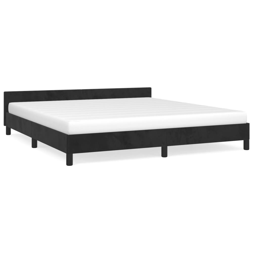 Bedframe zonder matras 160x200 cm fluweel zwart is nu te koop bij PeponiXL, paradijselijk wonen!