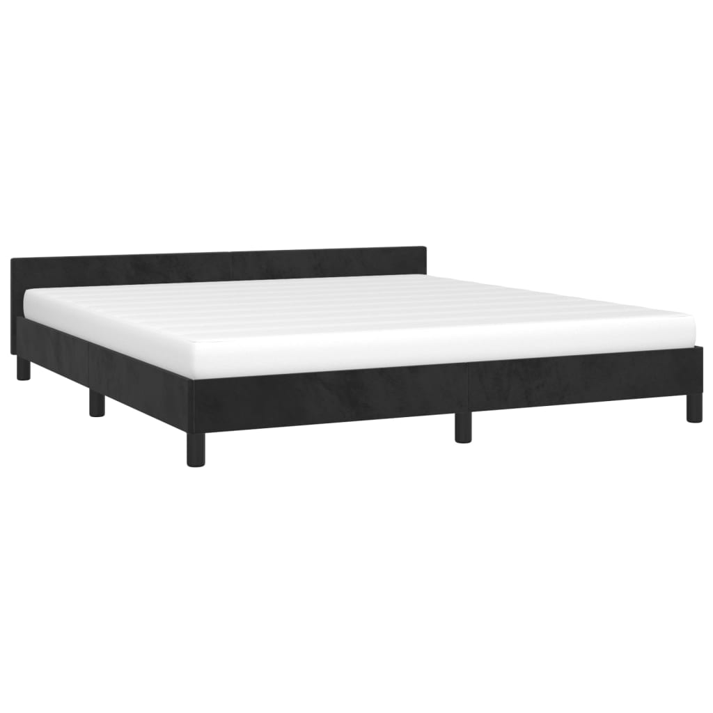 Bedframe zonder matras 160x200 cm fluweel zwart is nu te koop bij PeponiXL, paradijselijk wonen!