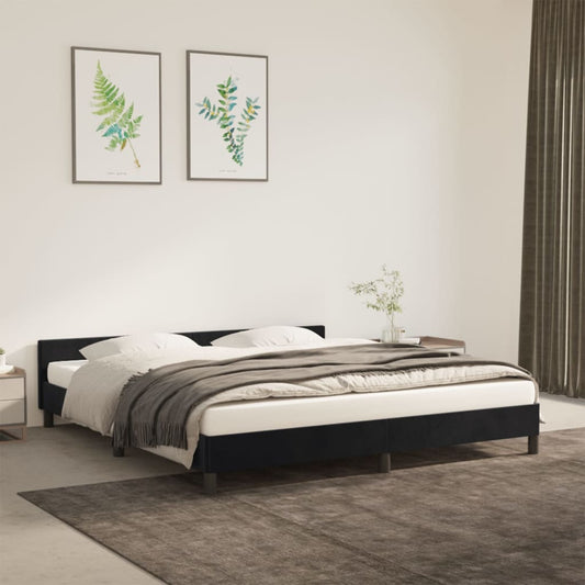 Bedframe zonder matras 160x200 cm fluweel zwart is nu te koop bij PeponiXL, paradijselijk wonen!