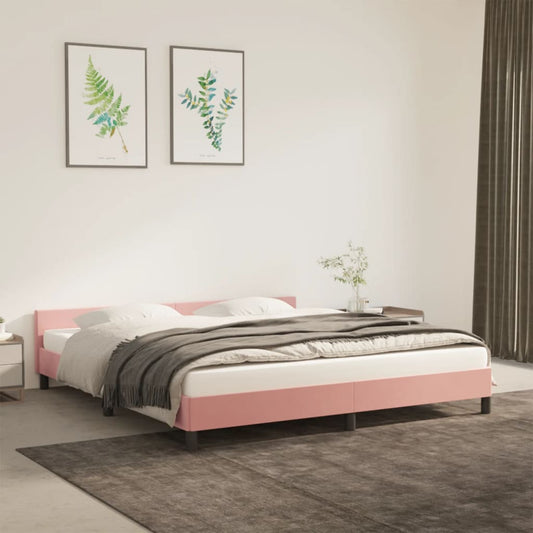Bedframe met hoofdeinde zonder matras 180x200 cm fluweel roze is nu te koop bij PeponiXL, paradijselijk wonen!