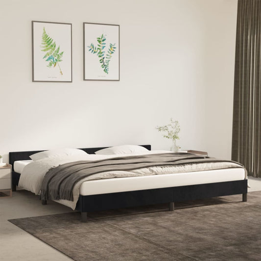 Bedframe zonder matras 200x200 cm fluweel zwart is nu te koop bij PeponiXL, paradijselijk wonen!