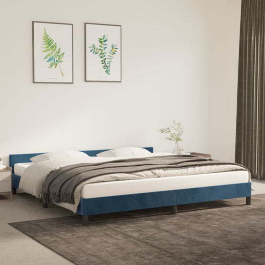 Bedframe zonder matras 200x200 cm fluweel donkerblauw is nu te koop bij PeponiXL, paradijselijk wonen!