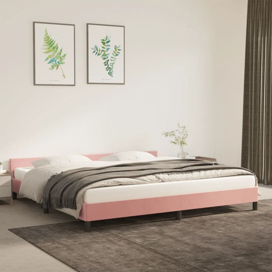 Bedframe met hoofdeinde zonder matras 200x200 cm fluweel roze is nu te koop bij PeponiXL, paradijselijk wonen!