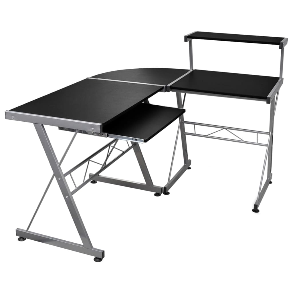 Hoekbureau 132x112x99 cm bewerkt hout zwart is nu te koop bij PeponiXL, paradijselijk wonen!