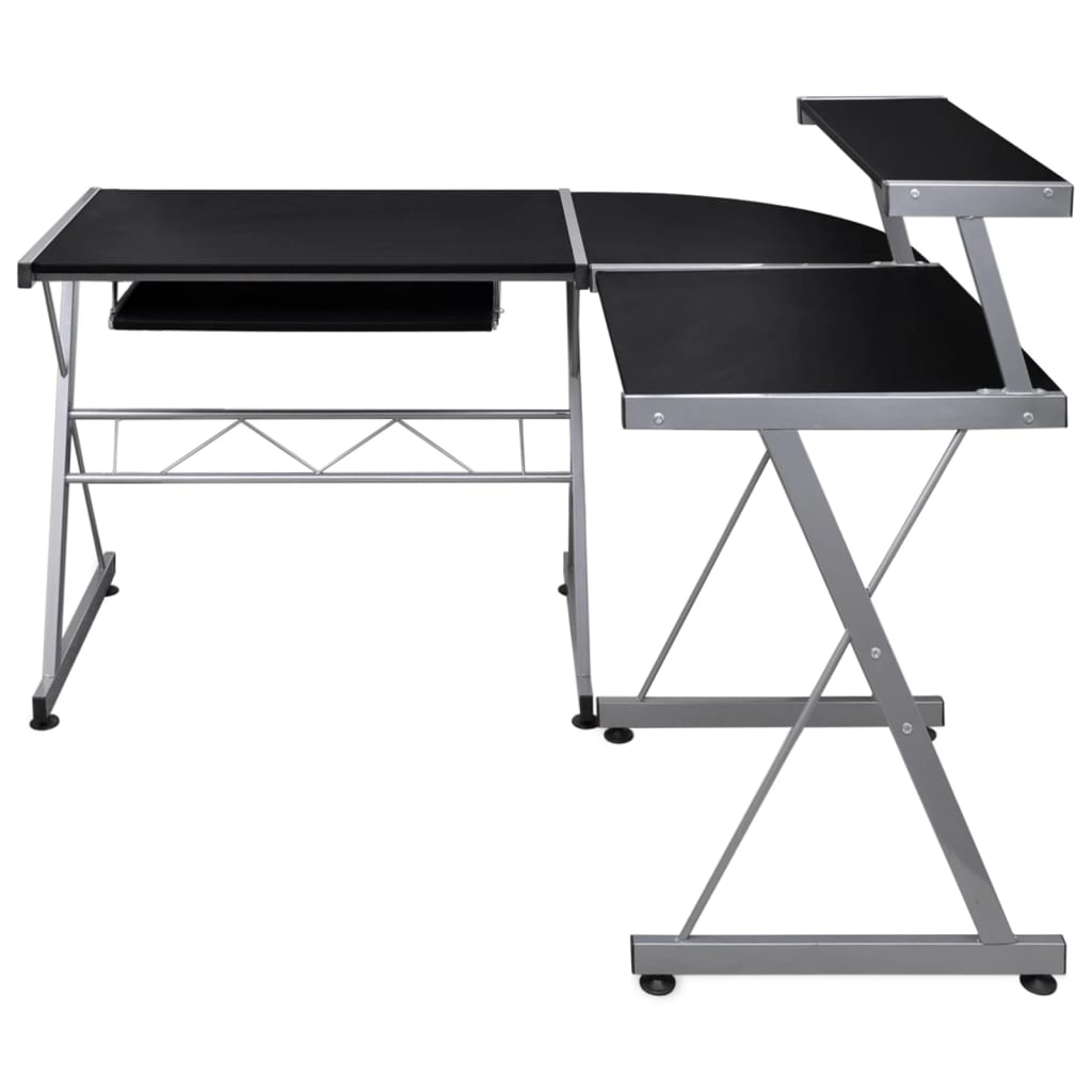Hoekbureau 132x112x99 cm bewerkt hout zwart is nu te koop bij PeponiXL, paradijselijk wonen!