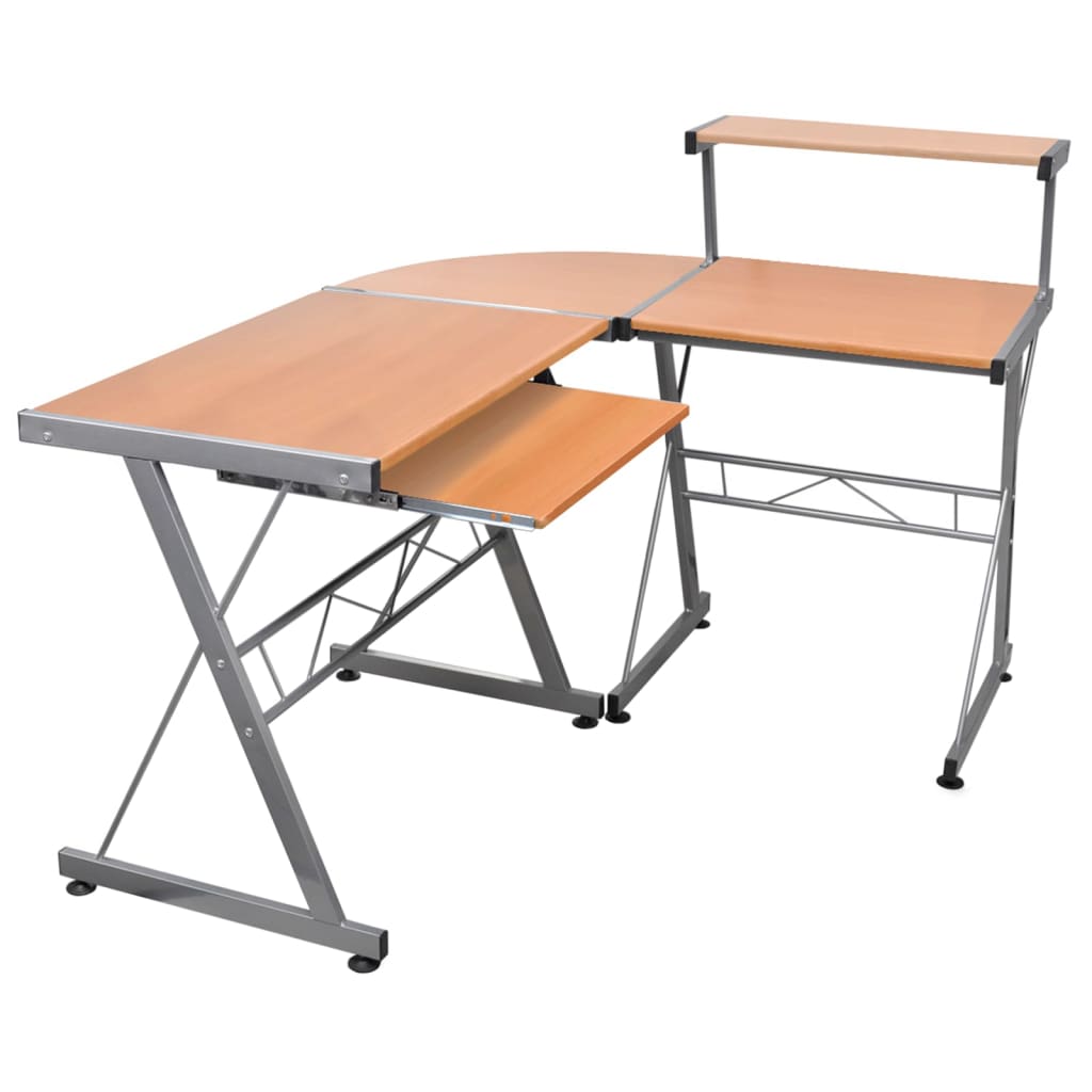 Hoekbureau 132x112x99 cm bewerkt hout bruin is nu te koop bij PeponiXL, paradijselijk wonen!