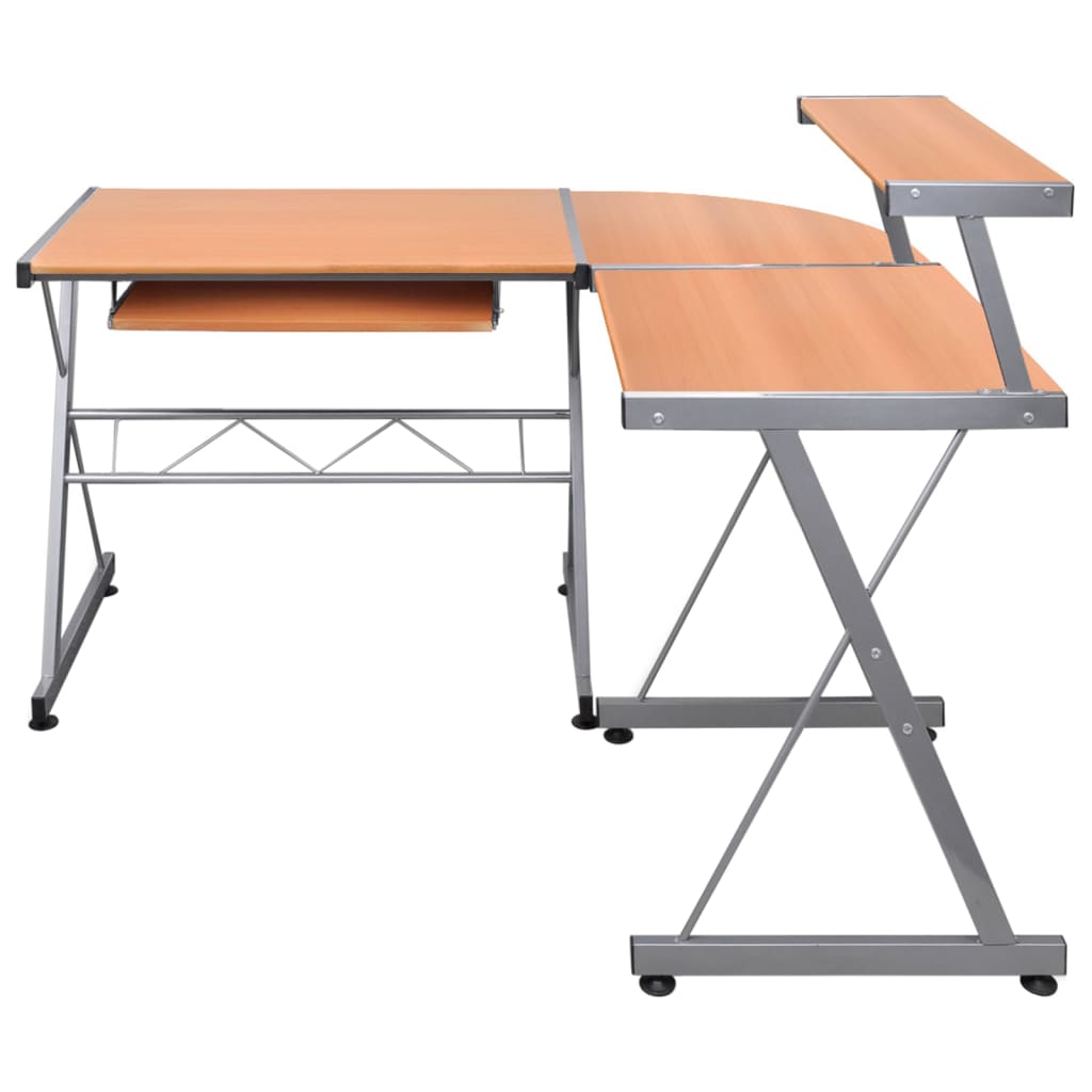 Hoekbureau 132x112x99 cm bewerkt hout bruin is nu te koop bij PeponiXL, paradijselijk wonen!