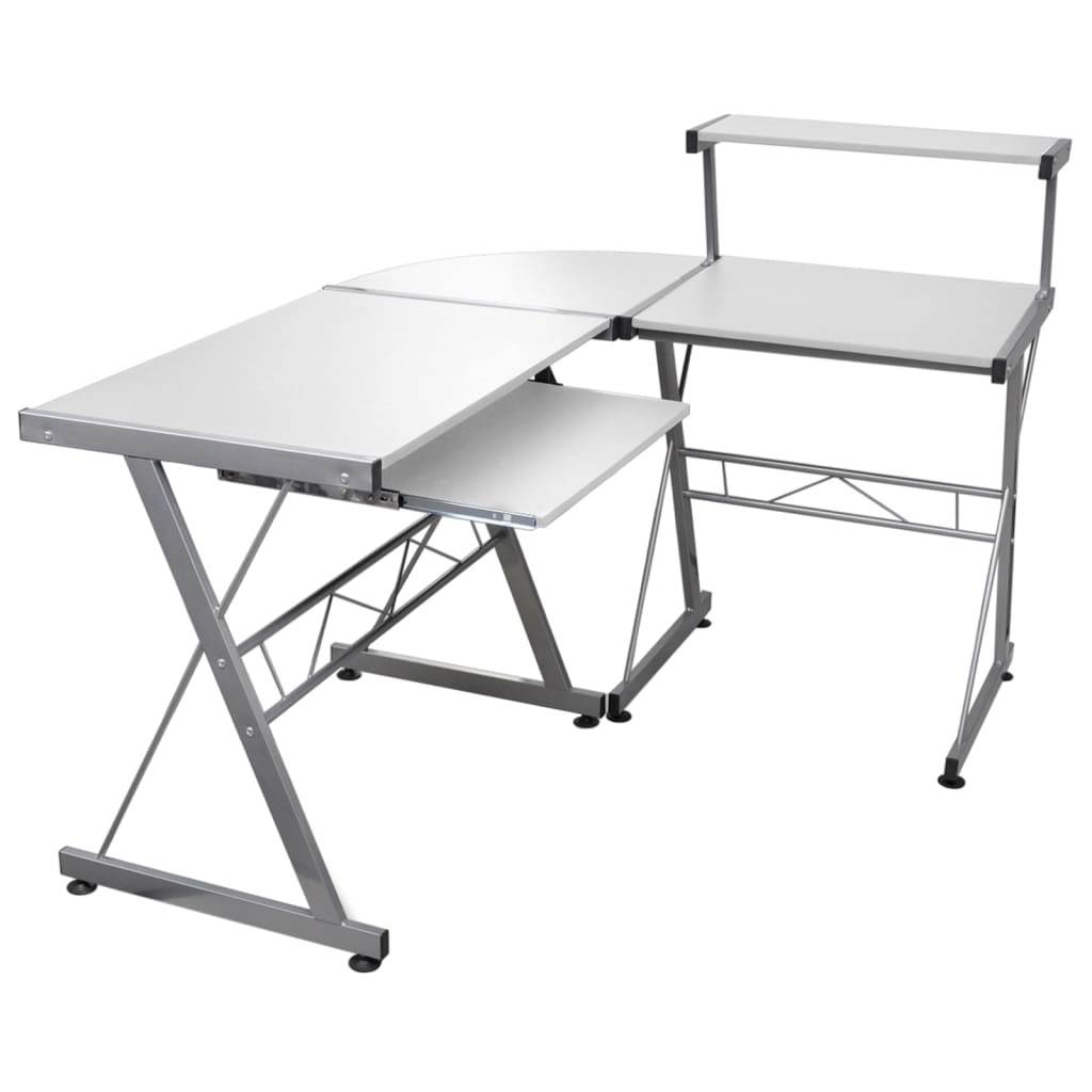 Hoekbureau 132x112x99 cm bewerkt hout wit is nu te koop bij PeponiXL, paradijselijk wonen!