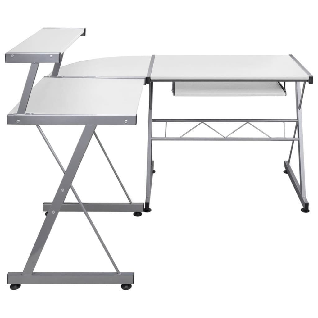 Hoekbureau 132x112x99 cm bewerkt hout wit is nu te koop bij PeponiXL, paradijselijk wonen!
