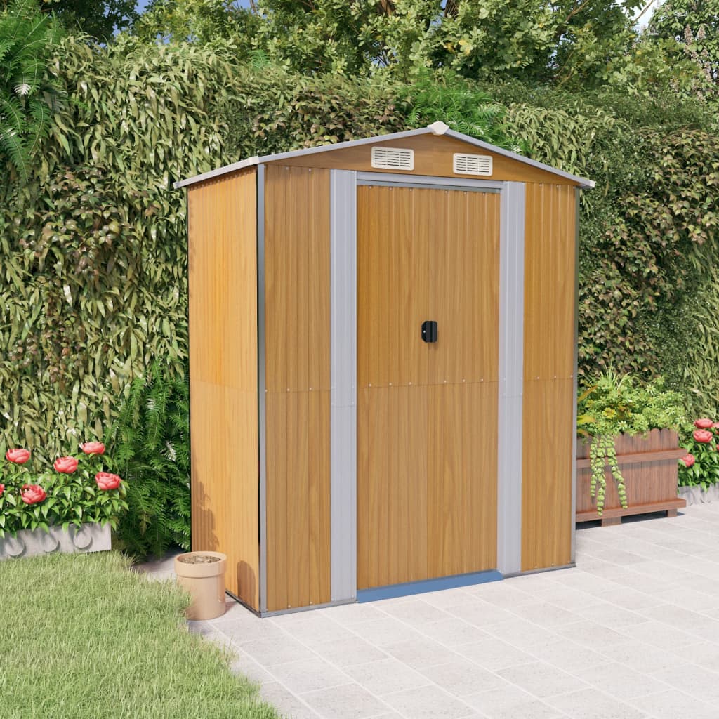 Tuinschuur 192x108x223 cm gegalvaniseerd staal lichtbruin is nu te koop bij PeponiXL, paradijselijk wonen!