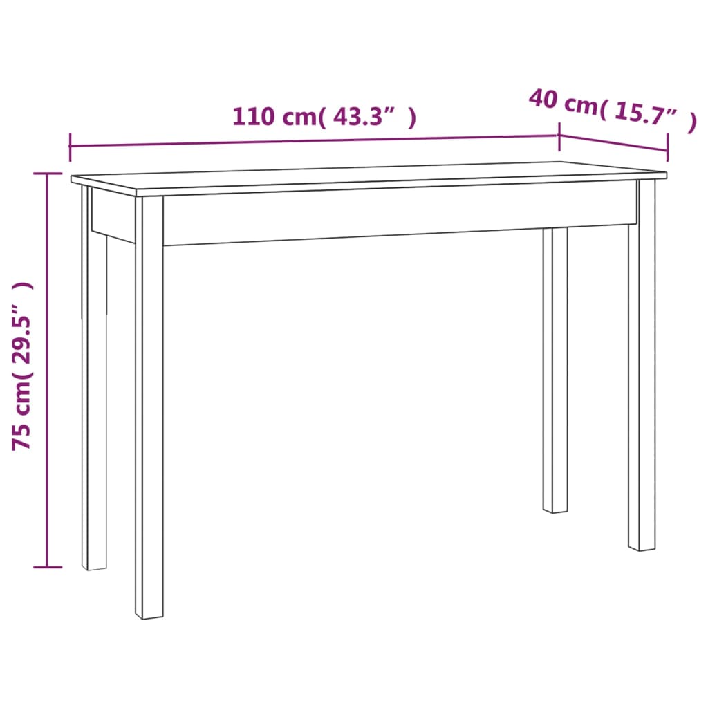 Wandtafel 110x40x75 cm massief grenenhout is nu te koop bij PeponiXL, paradijselijk wonen!