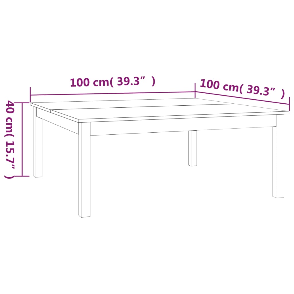 Salontafel 100x100x40 cm massief grenenhout honingbruin is nu te koop bij PeponiXL, paradijselijk wonen!