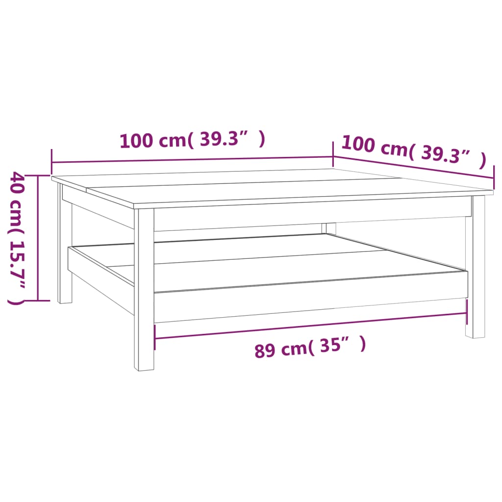 Salontafel Wit 100x100x40 cm Massief grenenhout is nu te koop bij PeponiXL, paradijselijk wonen!