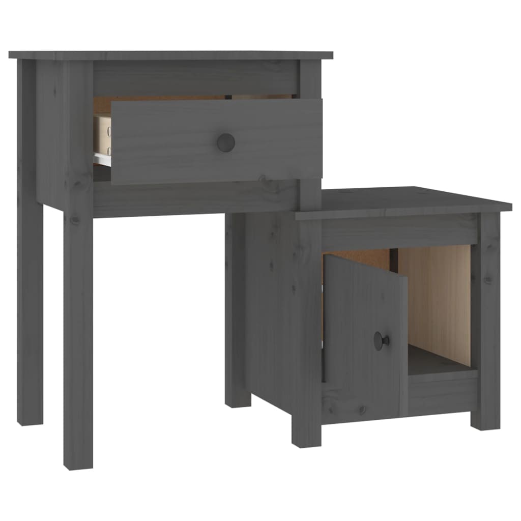 Nachtkastje 79,5x38x65,5 cm massief grenenhout grijs is nu te koop bij PeponiXL, paradijselijk wonen!