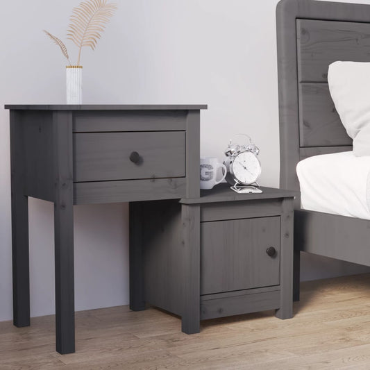 Nachtkastje 79,5x38x65,5 cm massief grenenhout grijs is nu te koop bij PeponiXL, paradijselijk wonen!